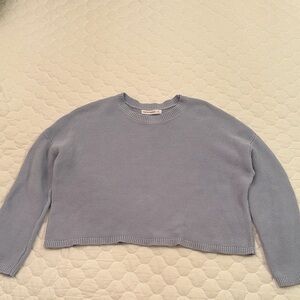 moon & madison Light Blue Cropped Crew Neck Sweater